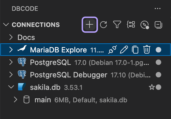 Add Connection in the Connections header
