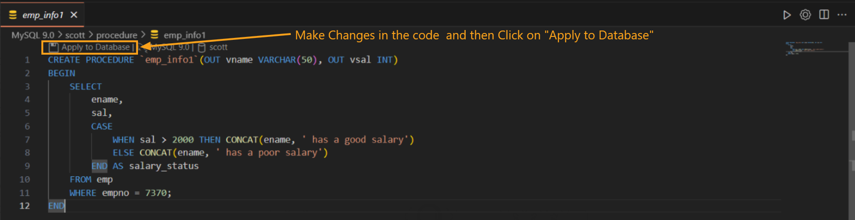 Apply changes to database