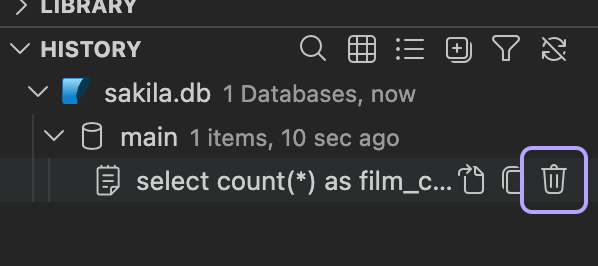 Clear query history