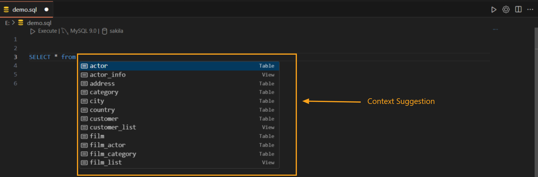Context-aware SQL suggestions