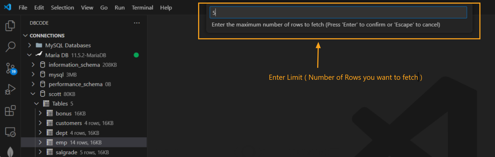 Enter row limit