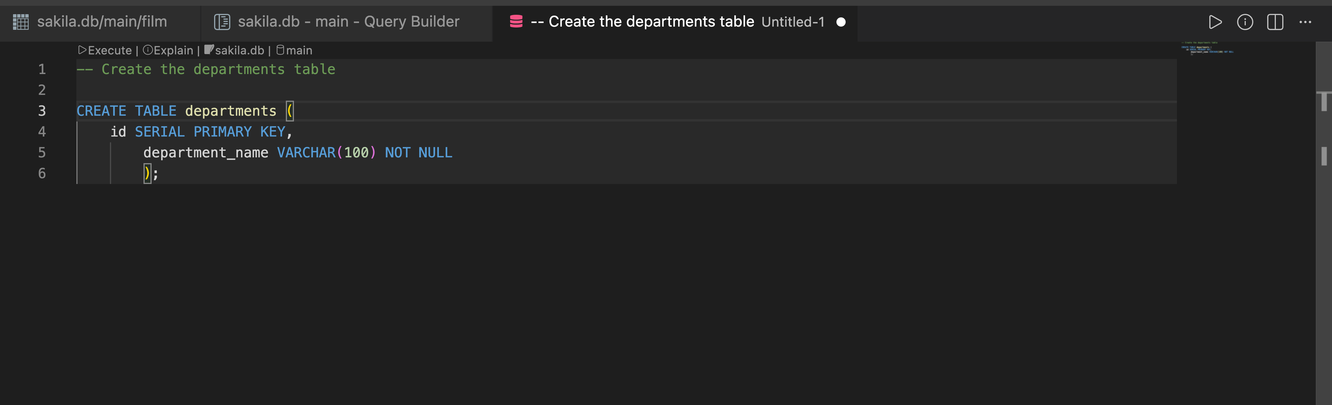 Execute SQL query