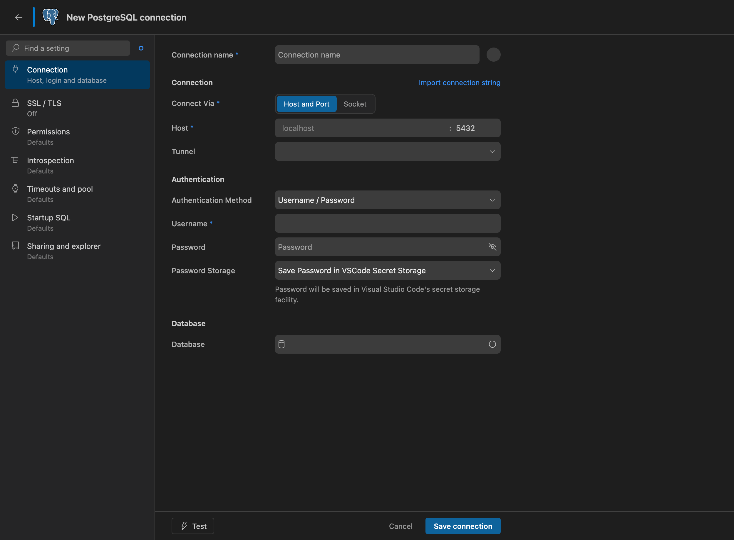 Connection Form