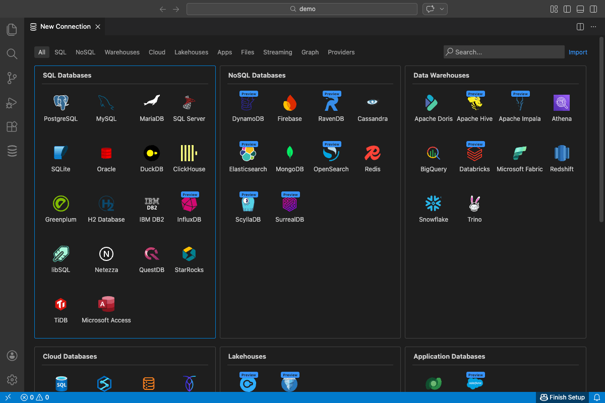 Browsing tables and viewing data