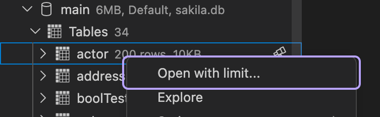 Open with limit option