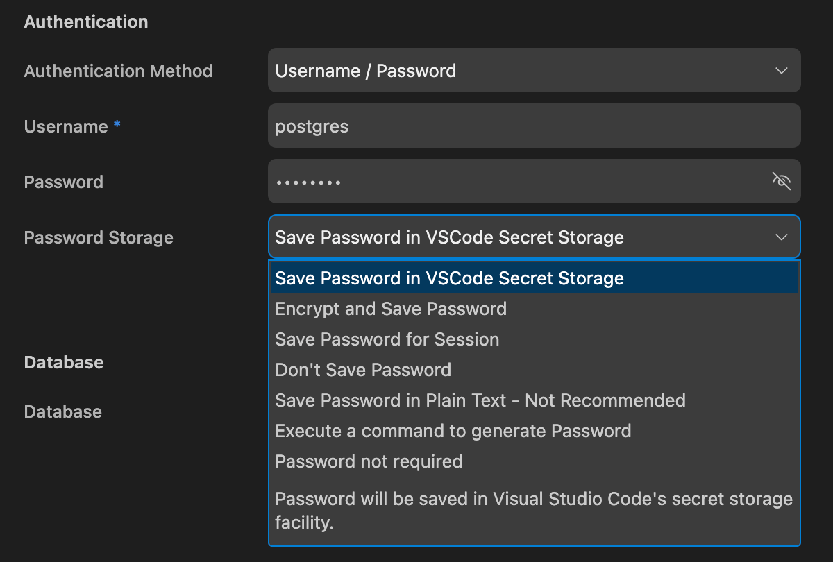 Password storage options