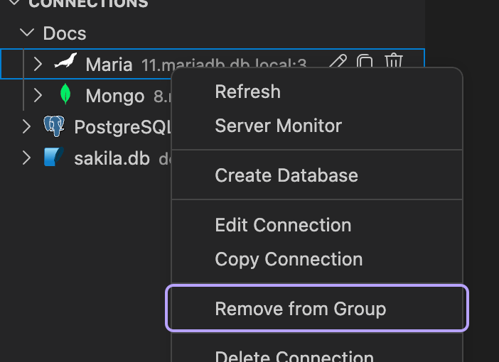 Remove from group option
