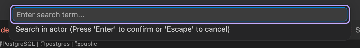 Search in actor prompt with the search field highlighted