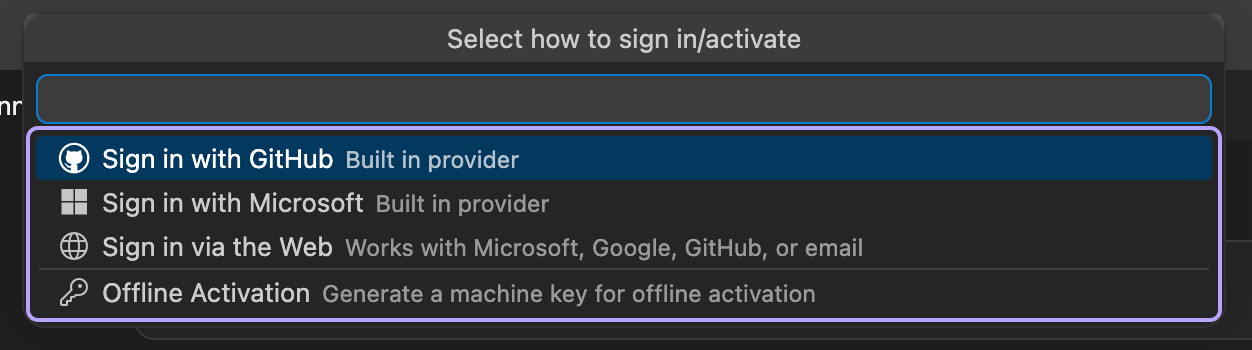 Select how to sign in