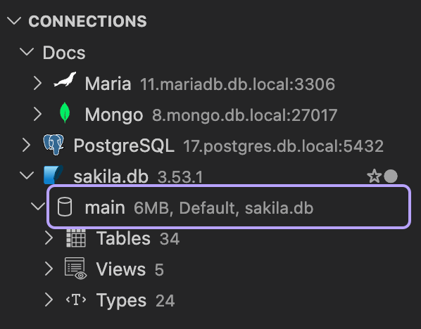 Selected database