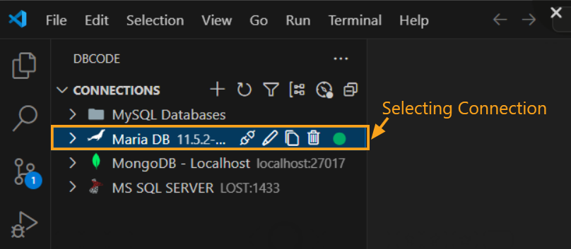 Selecting a database connection