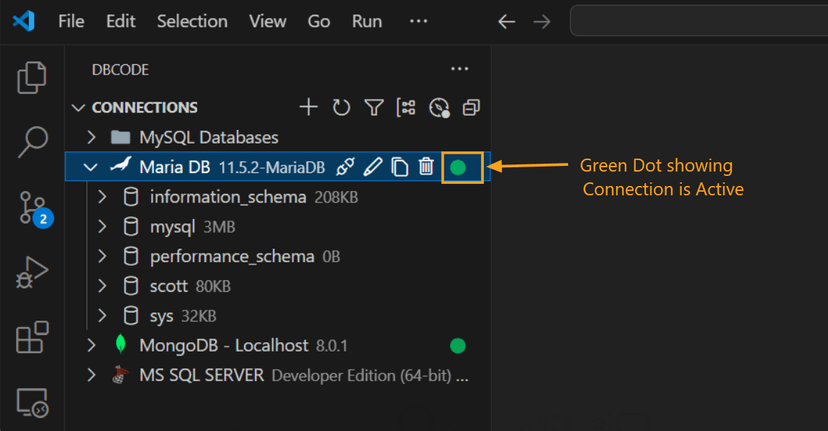 Active database connection