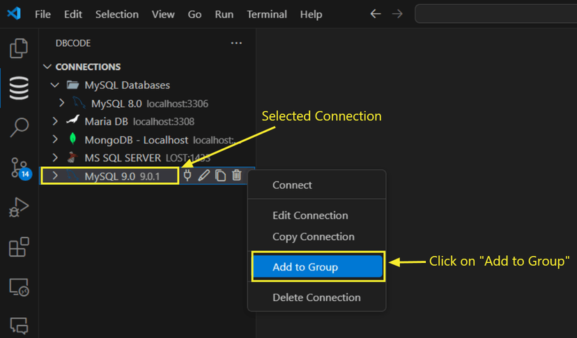 Add to group option