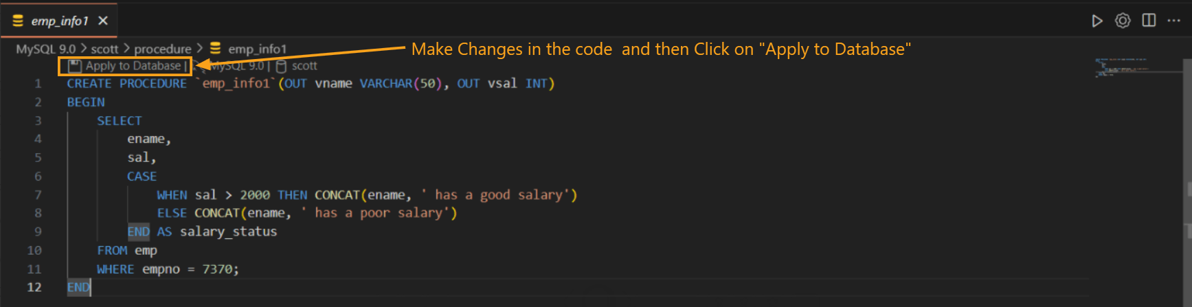 Apply changes to database