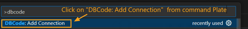 Command palette with DBCode commands