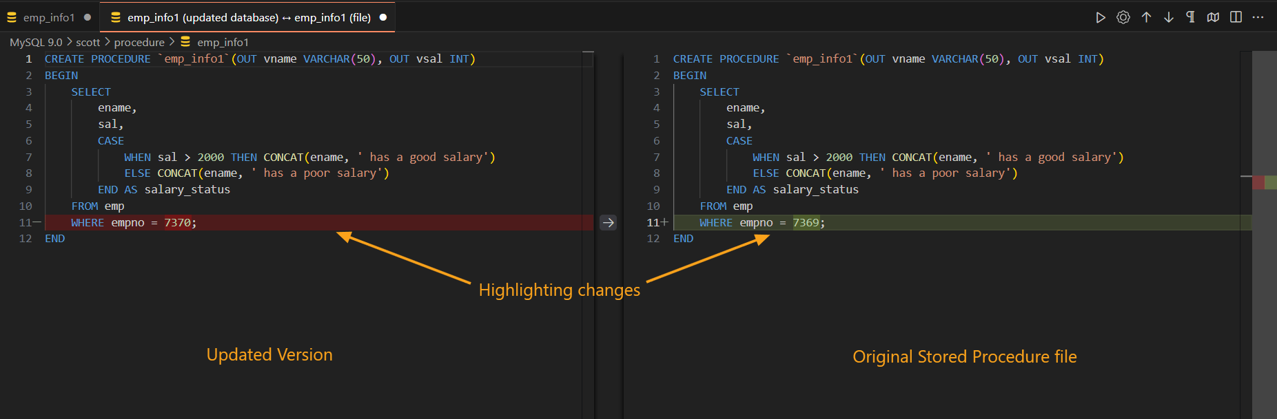 Comparing file with database