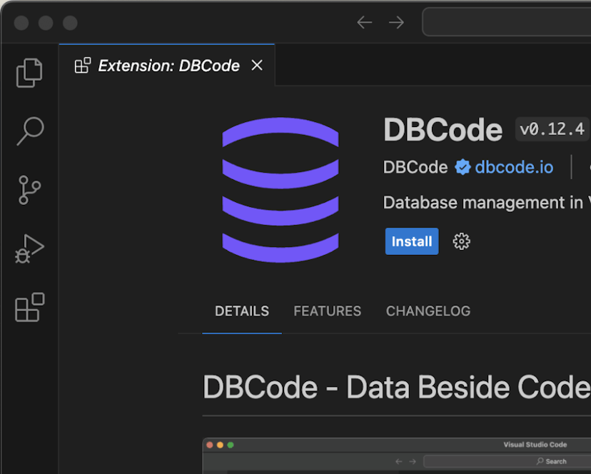 Install DB Code Extension