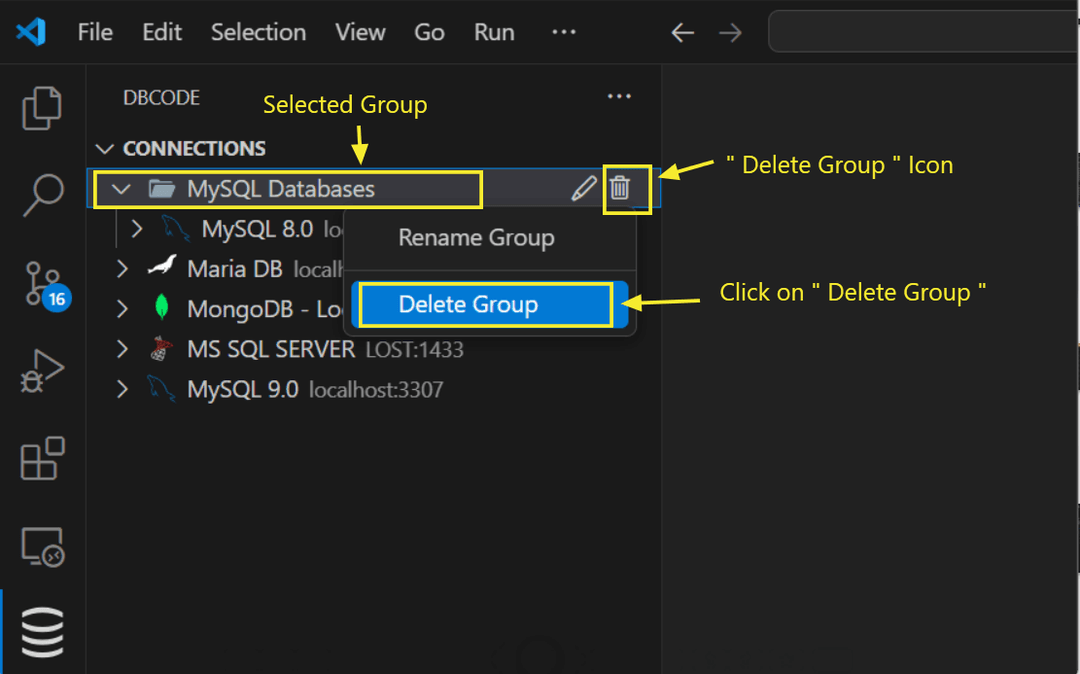 Delete group option