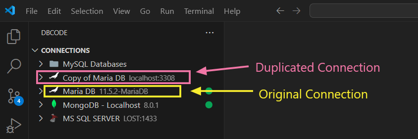 Duplicated connection in explorer