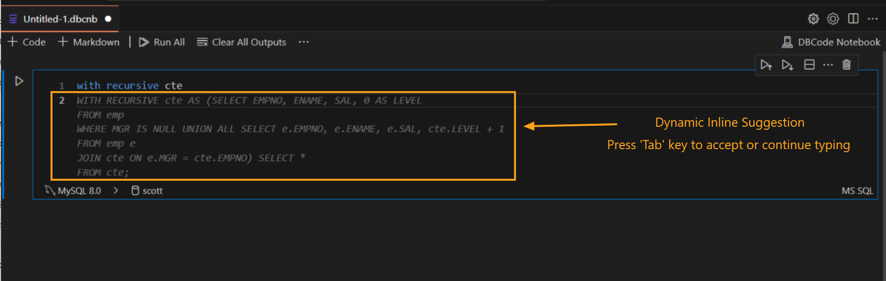 Dynamic inline suggestions