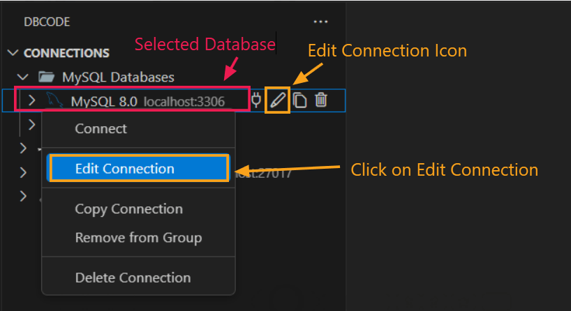 Edit connection option