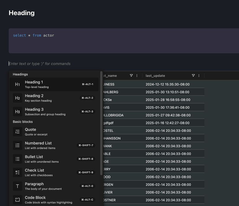 Export editor interface showing WYSIWYG editing capabilities