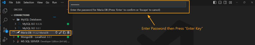 Enter database credentials