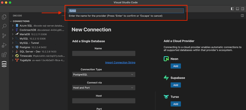Enter connection name