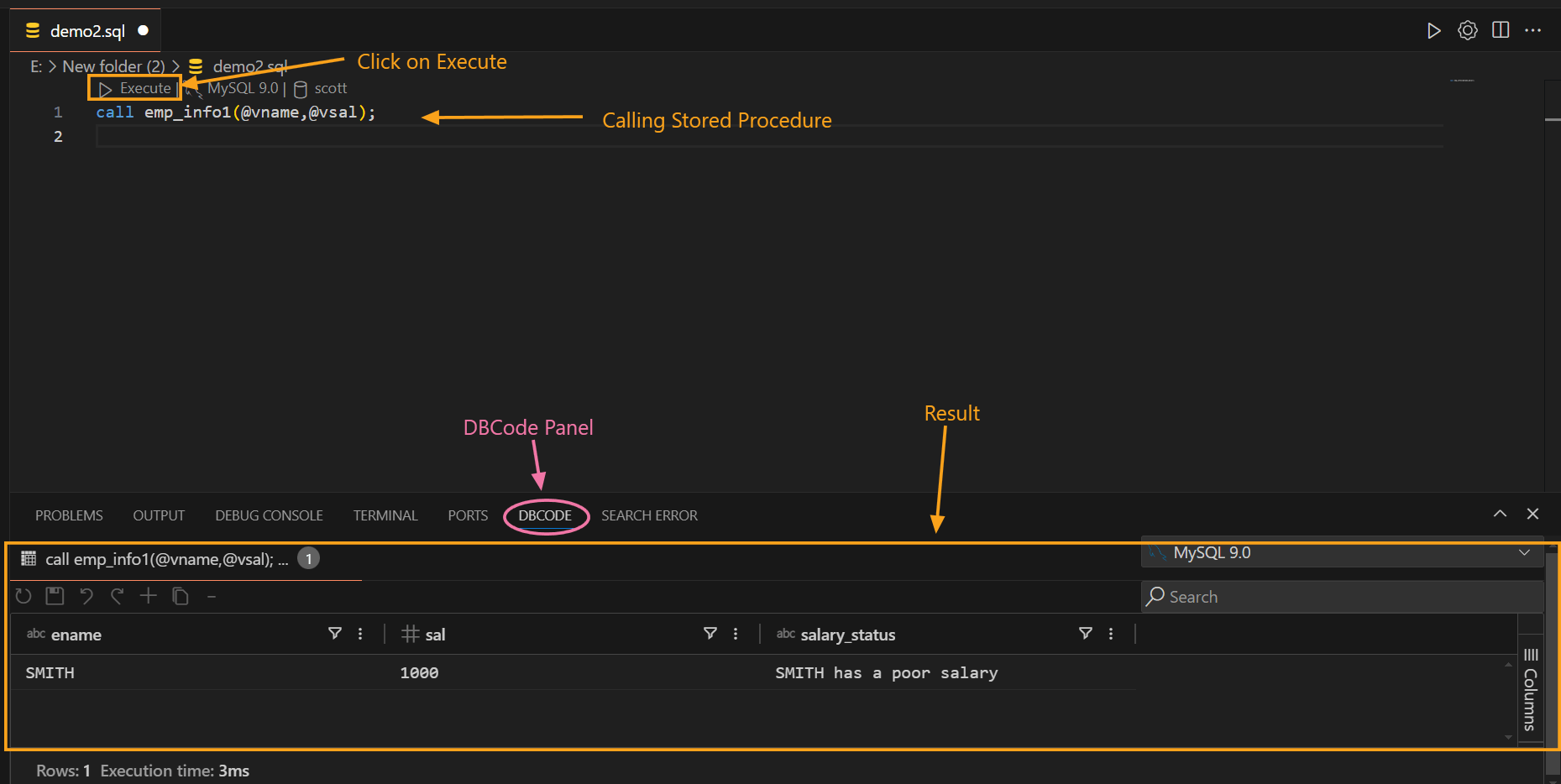 Executing a stored procedure