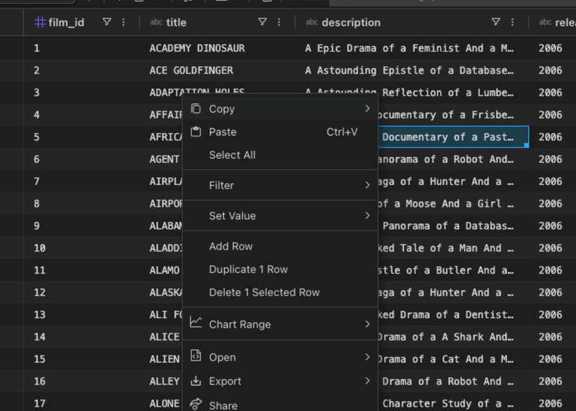 Export option in context menu