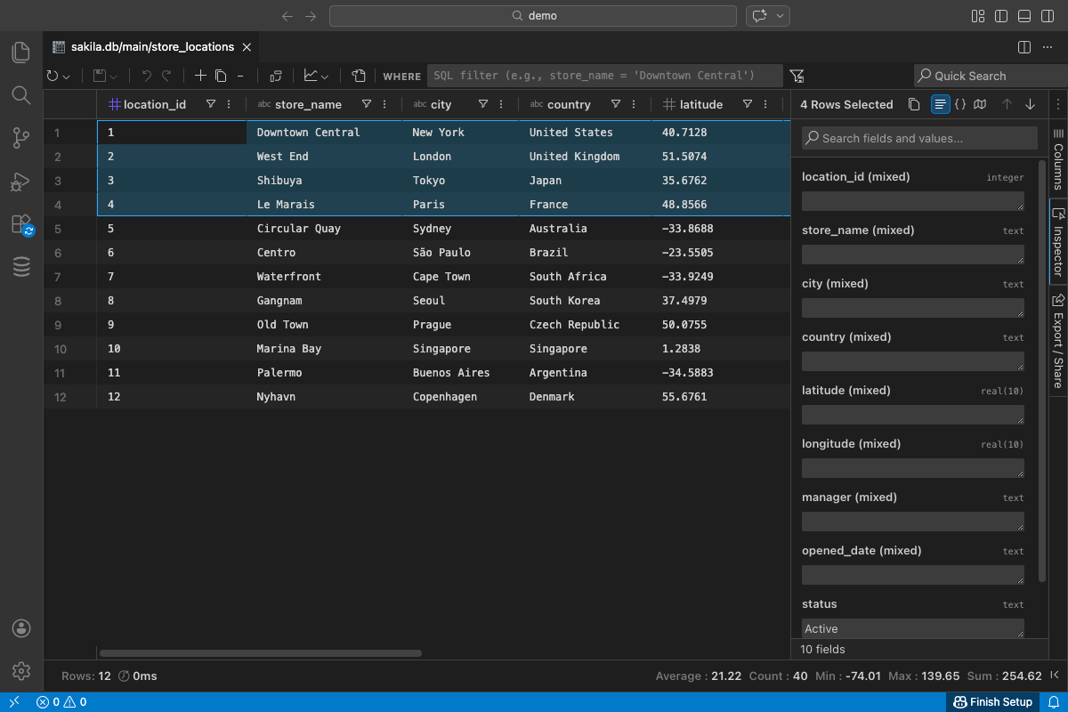 Inspector Multi-Row Editing