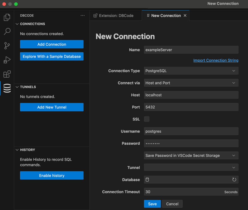 New Connection Dialog