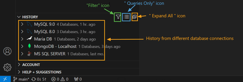 Query history list