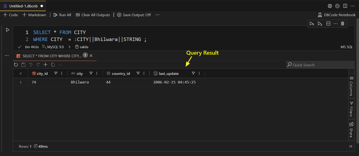 Query Result