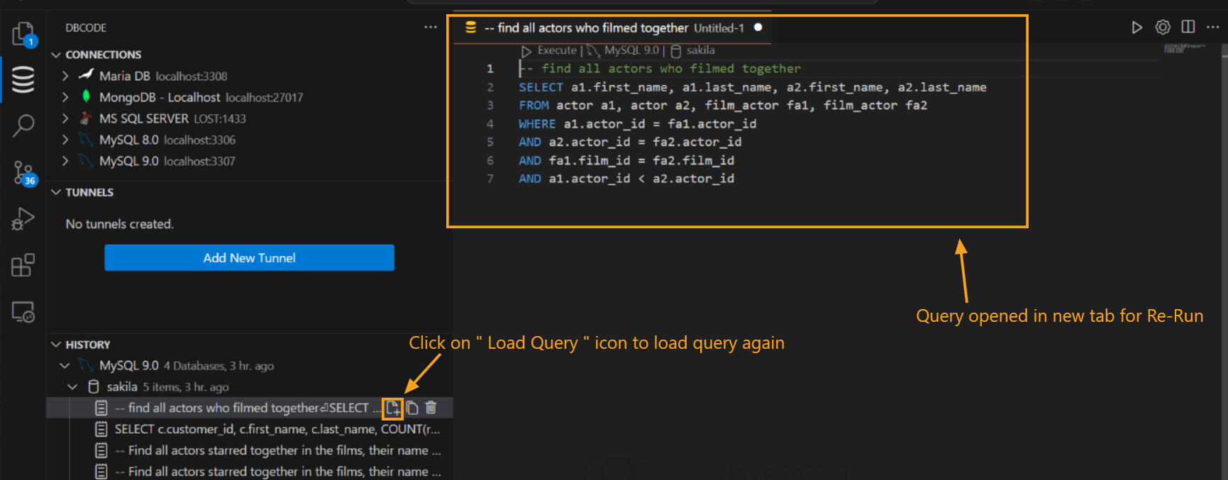 Re-run a saved query