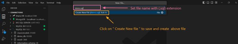 Saving a new SQL file