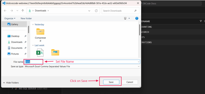 Save file dialog