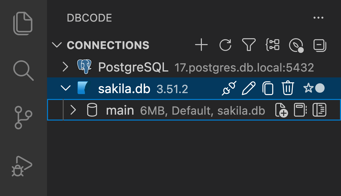 Selecting a database
