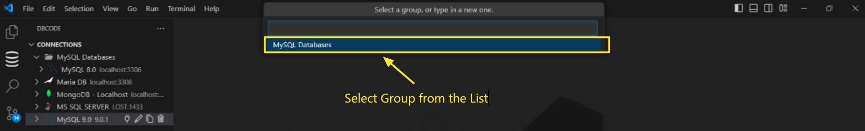 Select group dialog