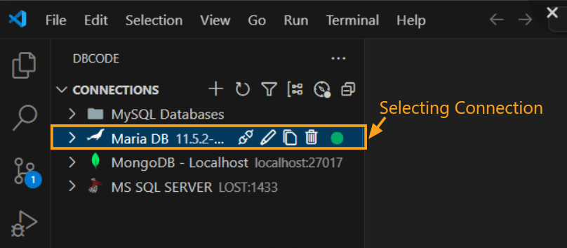 Selecting a database connection