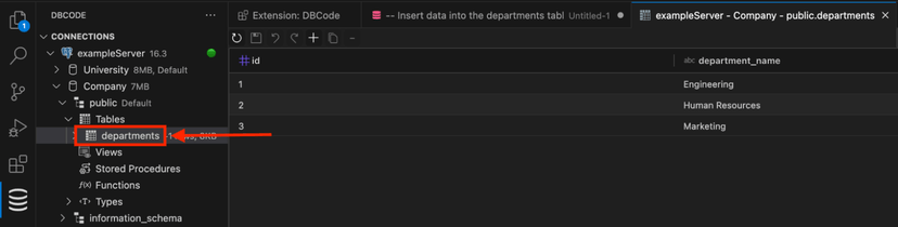 View table data