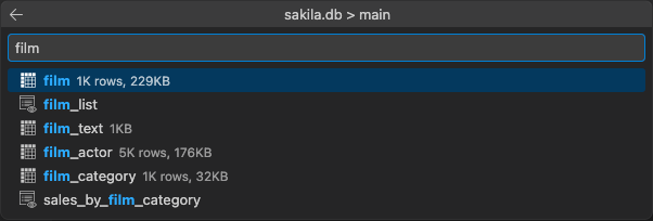 Quick Open filtering objects by name