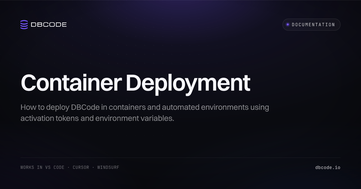Container Deployment | DBCode