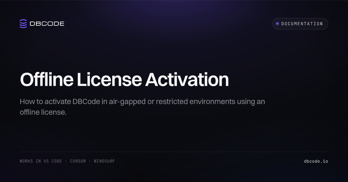 Offline License Activation | DBCode