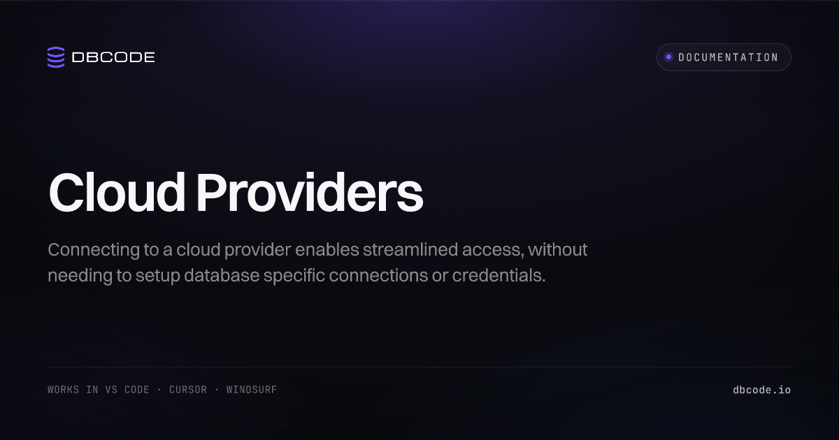Cloud Providers | DBCode