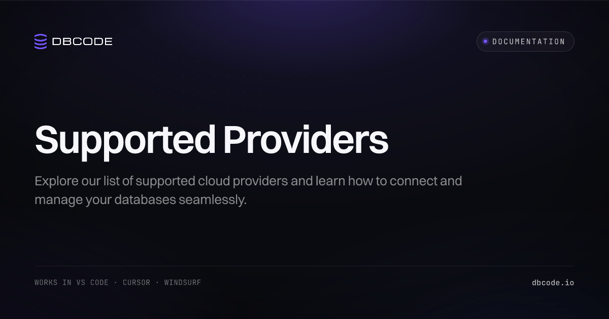 Supported Providers | DBCode