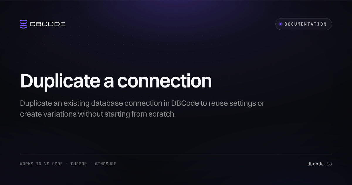 Duplicate a connection | DBCode