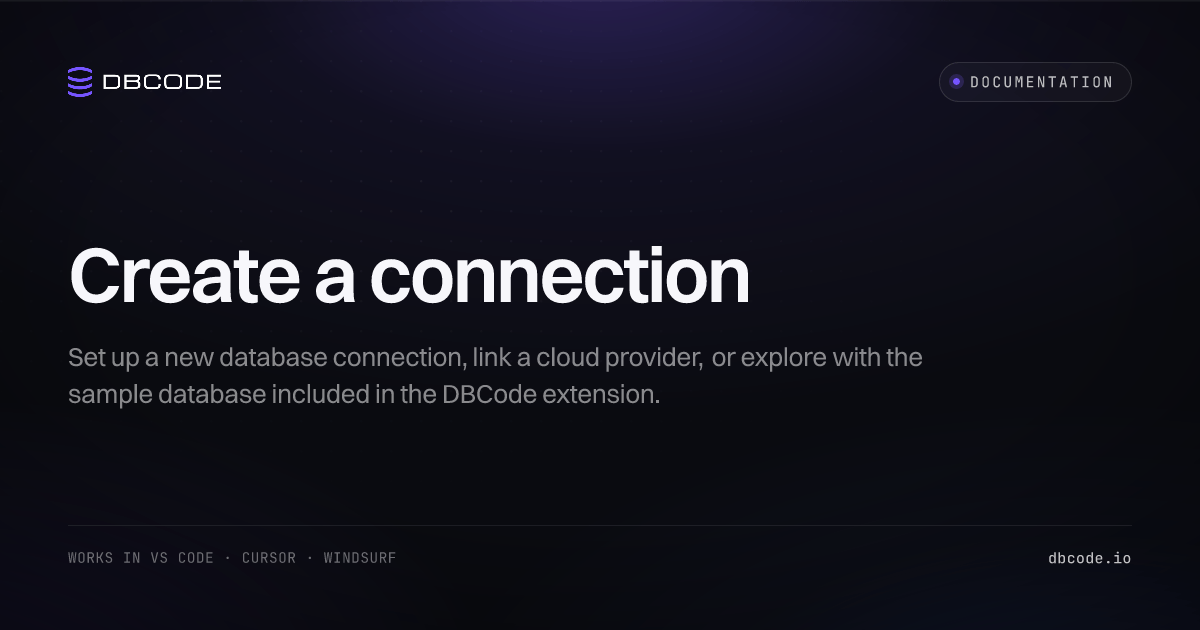 Create a connection | DBCode