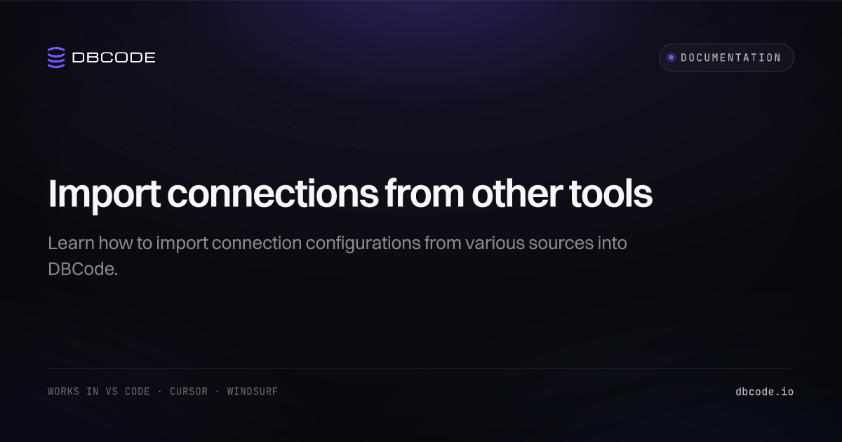 Import connections from other tools | DBCode