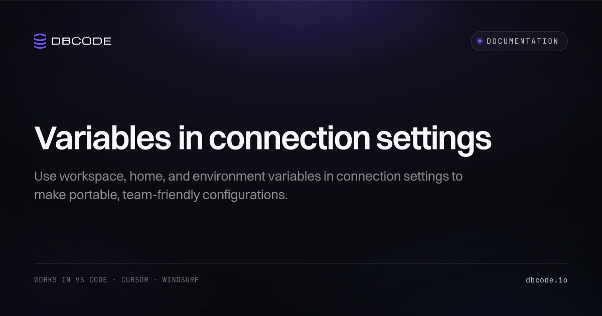 Variable Substitution in Connection Settings | DBCode